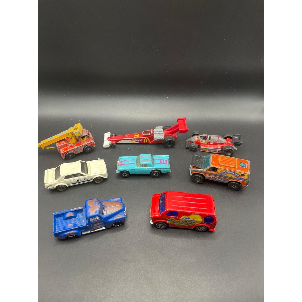 Vintage Hot Wheels Matchbox Diecast Car Lot 8pc McDonald's Dragster Vans Trucks